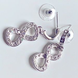 ♾️ Infinity CZ and Silver Tone Dangling Stud Earrings by Nice & Bella